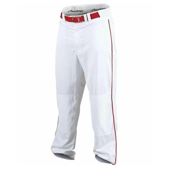 NEW Rawlings Adult PP350MRP Baseball Pants Piping White Scarlet SMALL RelaxedNWT - Picture 1 of 9